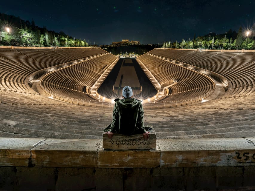 Athens and Piraeus: Private Night Tour - Theatre of Dionysus, Temple of Athena Nike, and Temple of Zeus: big silhouettes, short pauses