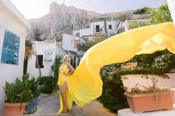 Athens Flying Dress Photo Shoot with a Professional Photographer - Dress colors and choices: from Red to Animal print