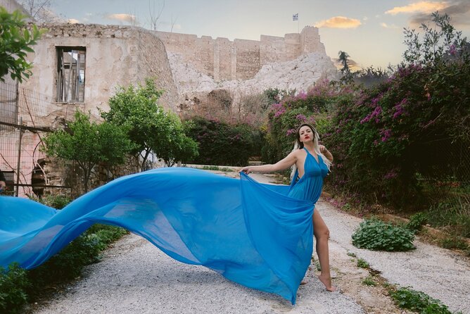 Athens Flying Dress Photo Shoot with a Professional Photographer - The walking photo flow around Athens